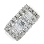 A vari-cut diamond dress ring.Estimated total diamond weight 1.15cts,