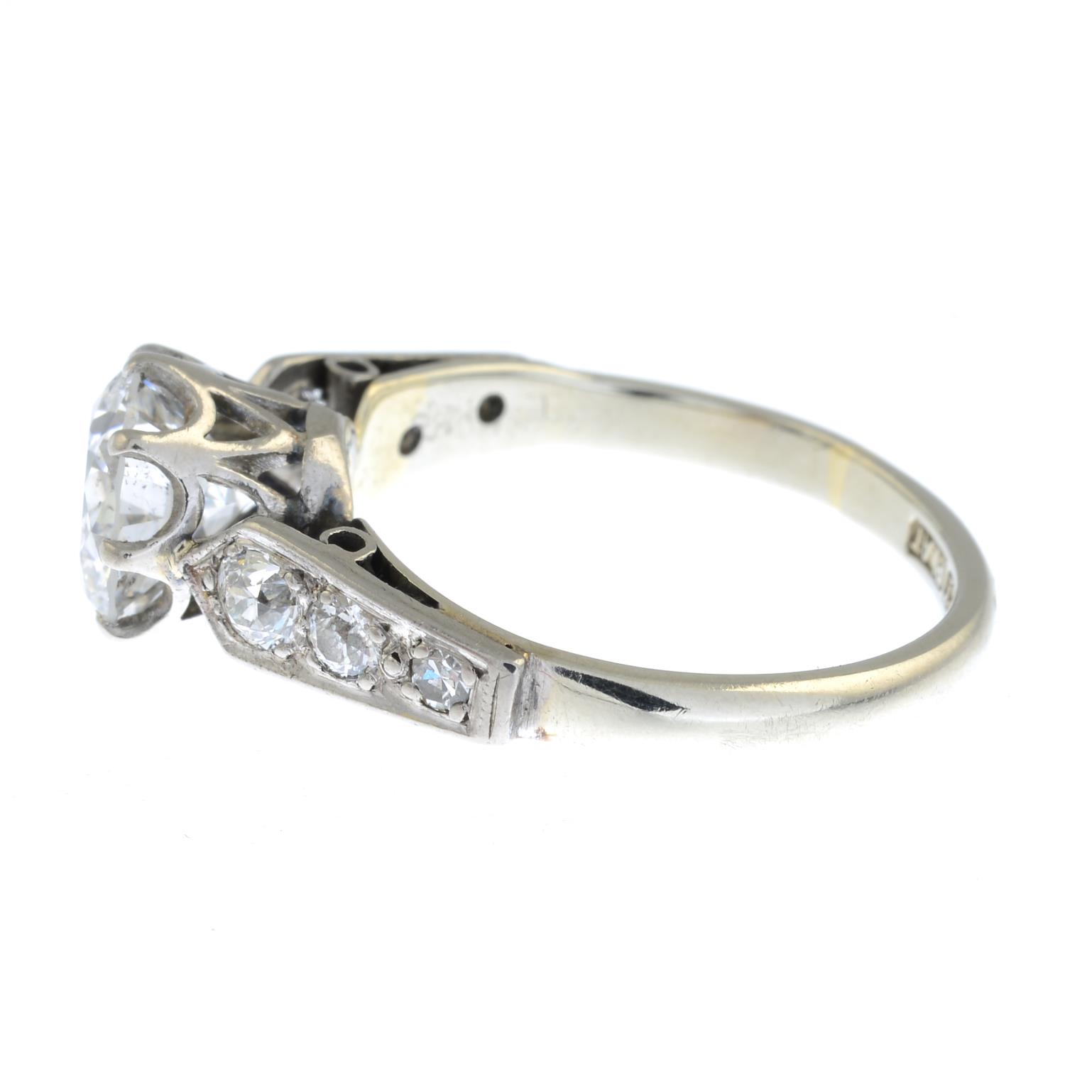 A mid 20th century 18ct gold and platinum brilliant-cut diamond single-stone ring, - Image 2 of 3