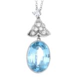 A zircon and brilliant-cut diamond pendant,