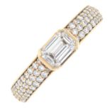 An 18ct gold rectangular-shape diamond ring,