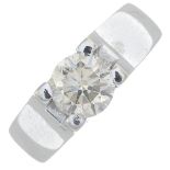 A brilliant-cut diamond single-stone ring.Estimated total diamond weight 1.30cts,