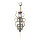 A late 19th century rose-cut diamond bug brooch,