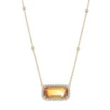 An 18ct gold citrine and brilliant-cut diamond pendant,