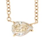 An 18ct gold pear-shape 'yellowish-brown' diamond pendant,