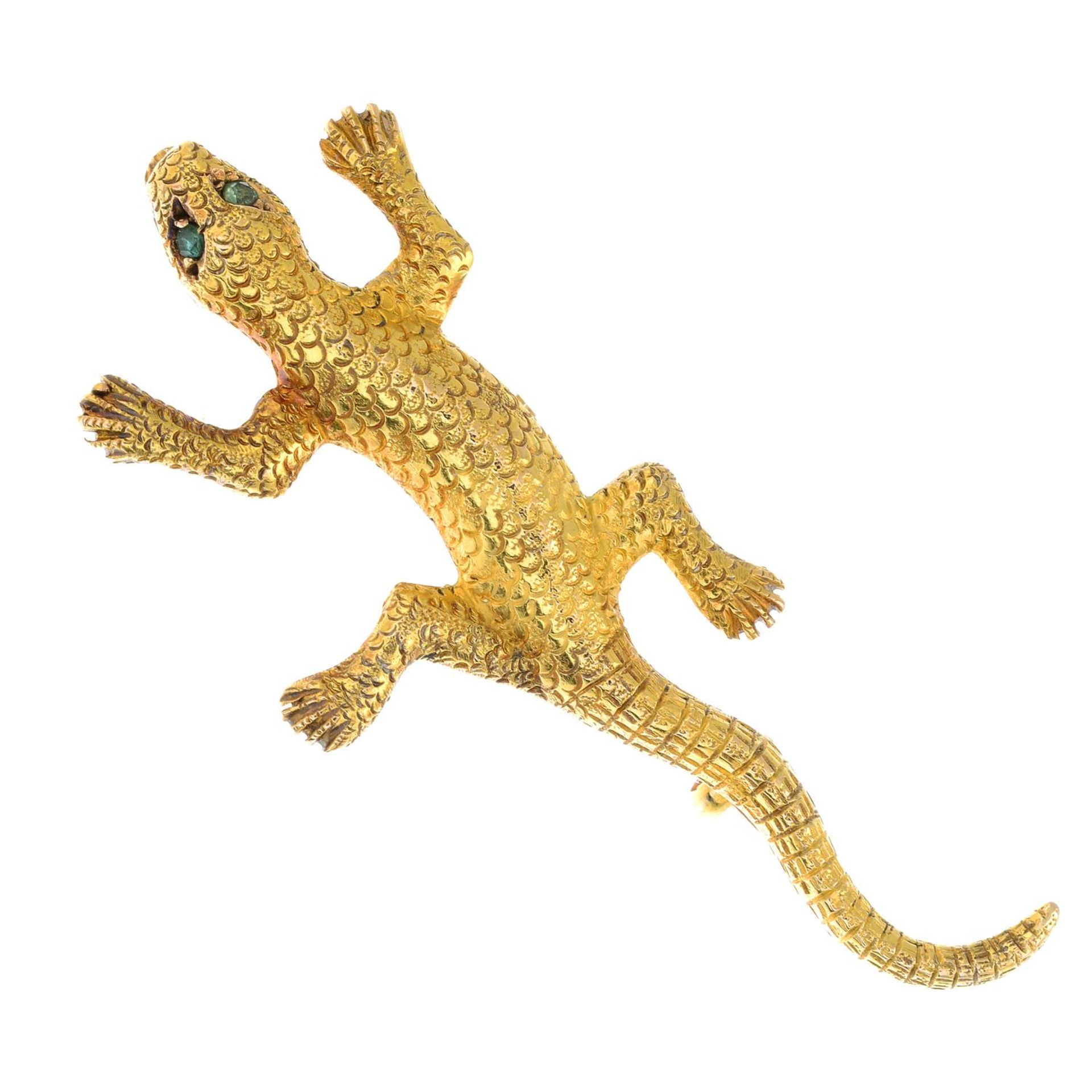 An early 20th century 15ct gold salamander brooch,