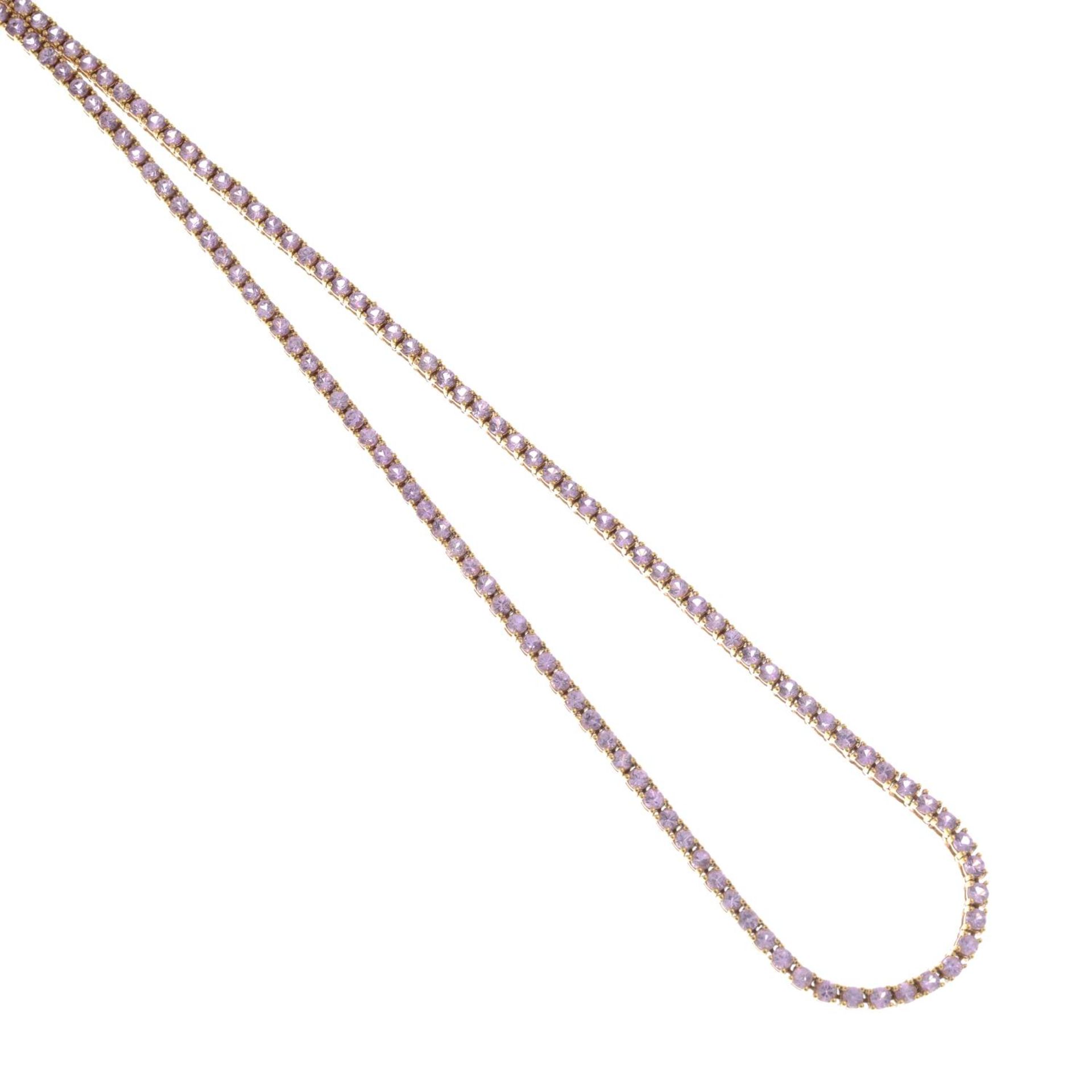 An 18ct gold pink sapphire necklace.Total sapphire weight 13.30cts.Hallmarks for London.