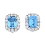 A pair of interchangeable gem-set and brilliant-cut diamond cluster earrings.Gems include,