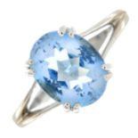 An 18ct gold aquamarine single-stone ring.Aquamarine calculated weight 1.93cts,