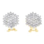 A pair of 18ct gold brilliant-cut diamond cluster earrings.Total diamond weight 1ct,