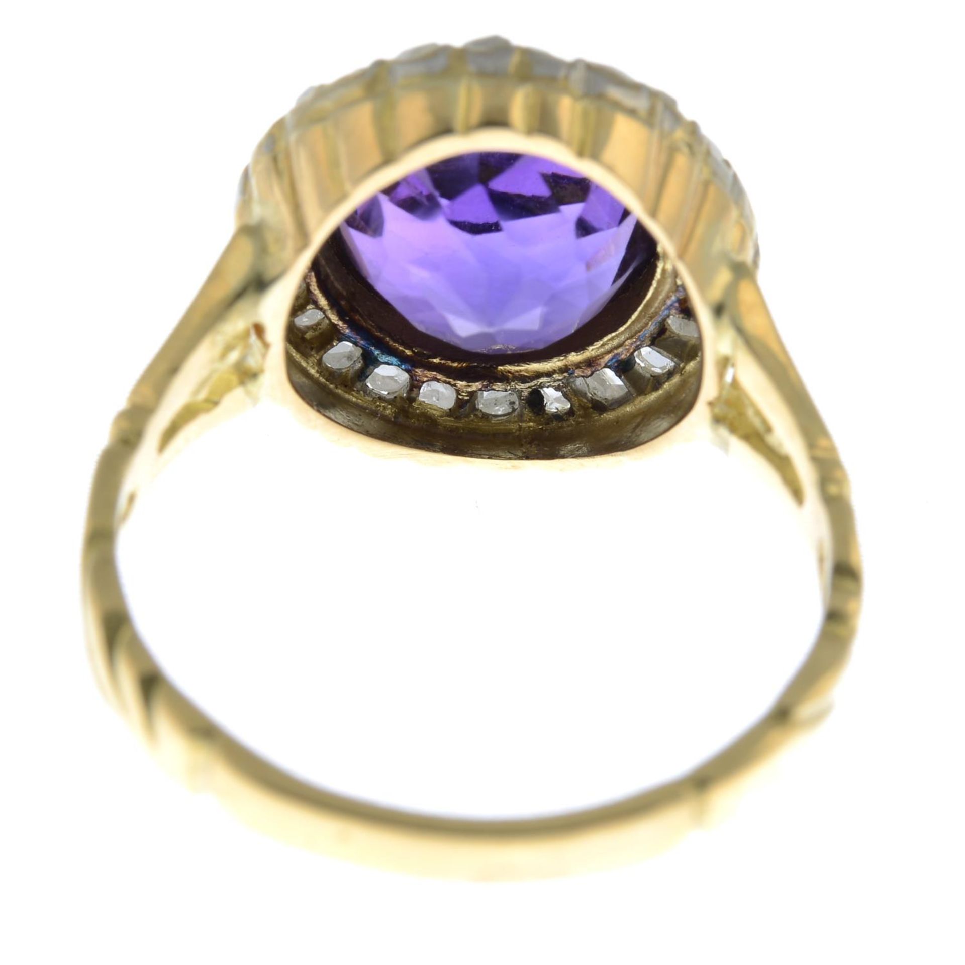 An amethyst and rose-cut diamond cluster ring.Amethyst weight 2.73cts.Ring size M. - Image 3 of 3