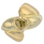 A yellow gem single-stone ring.Ring size K.