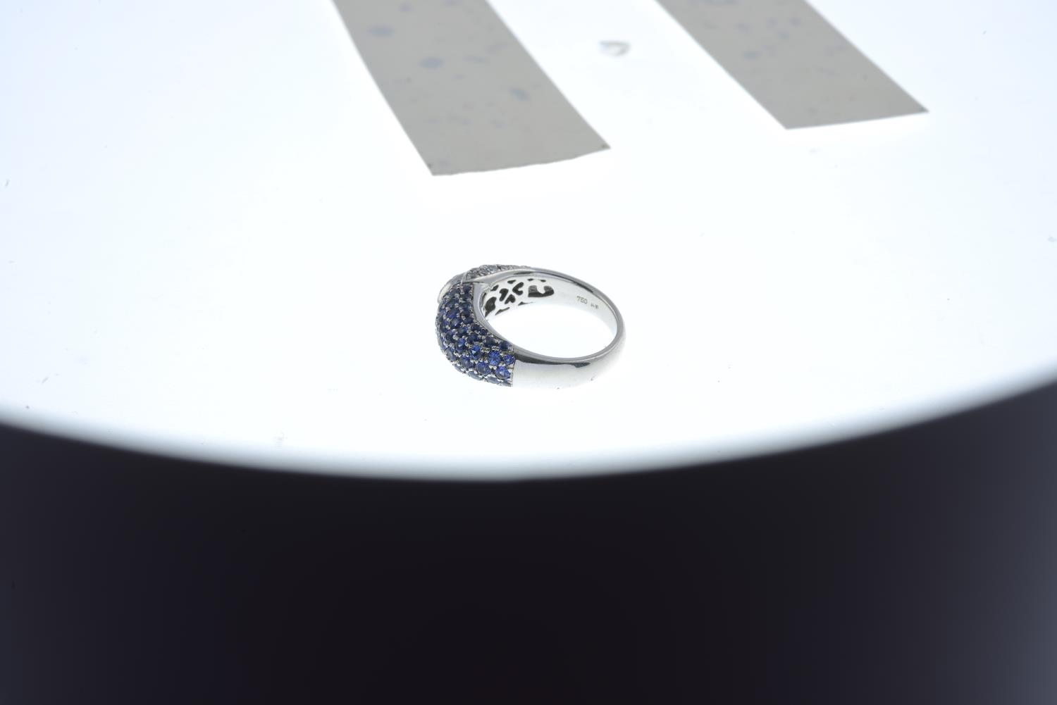 An 18ct gold brilliant-cut diamond and sapphire dress ring. - Image 3 of 3