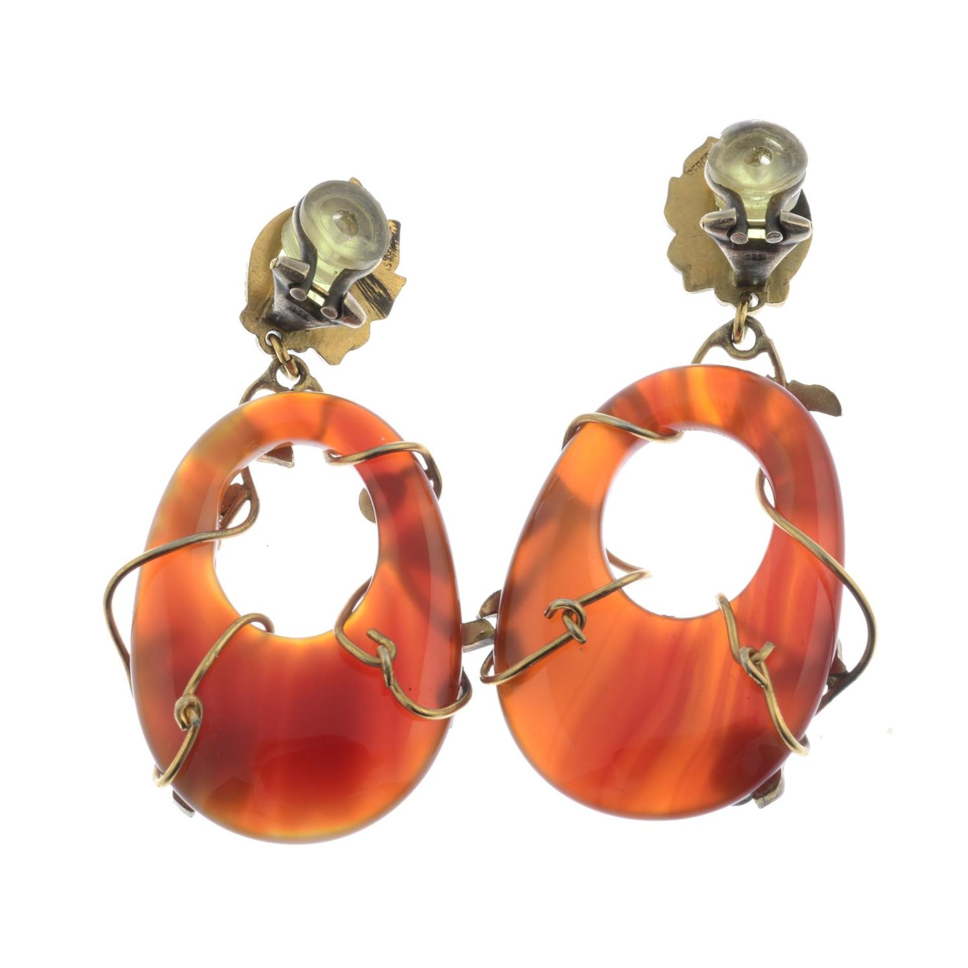 A pair of gem set earrings. - Image 2 of 2