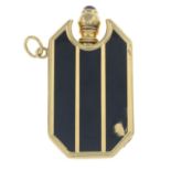 A mid 20th century 18ct gold enamel and onyx match striker/ lighter.