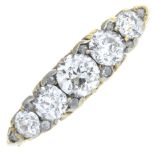 A late Victorian gold graduated old-cut diamond five-stone ring,