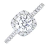 A platinum brilliant-cut diamond ring,