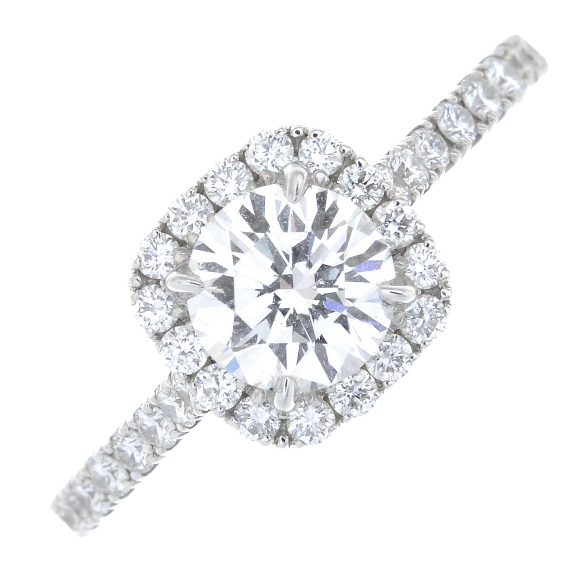 A platinum brilliant-cut diamond ring,