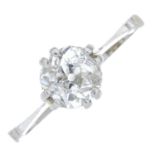 An old-cut diamond single-stone ring.Estimated diamond weight 0.80ct,