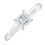 A square-shape diamond single-stone ring.With report 2185588081,