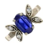 A sapphire and brilliant-cut diamond dress ring.Sapphire calculated weight 2.86cts,