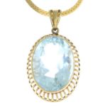An aquamarine single-stone pendant,