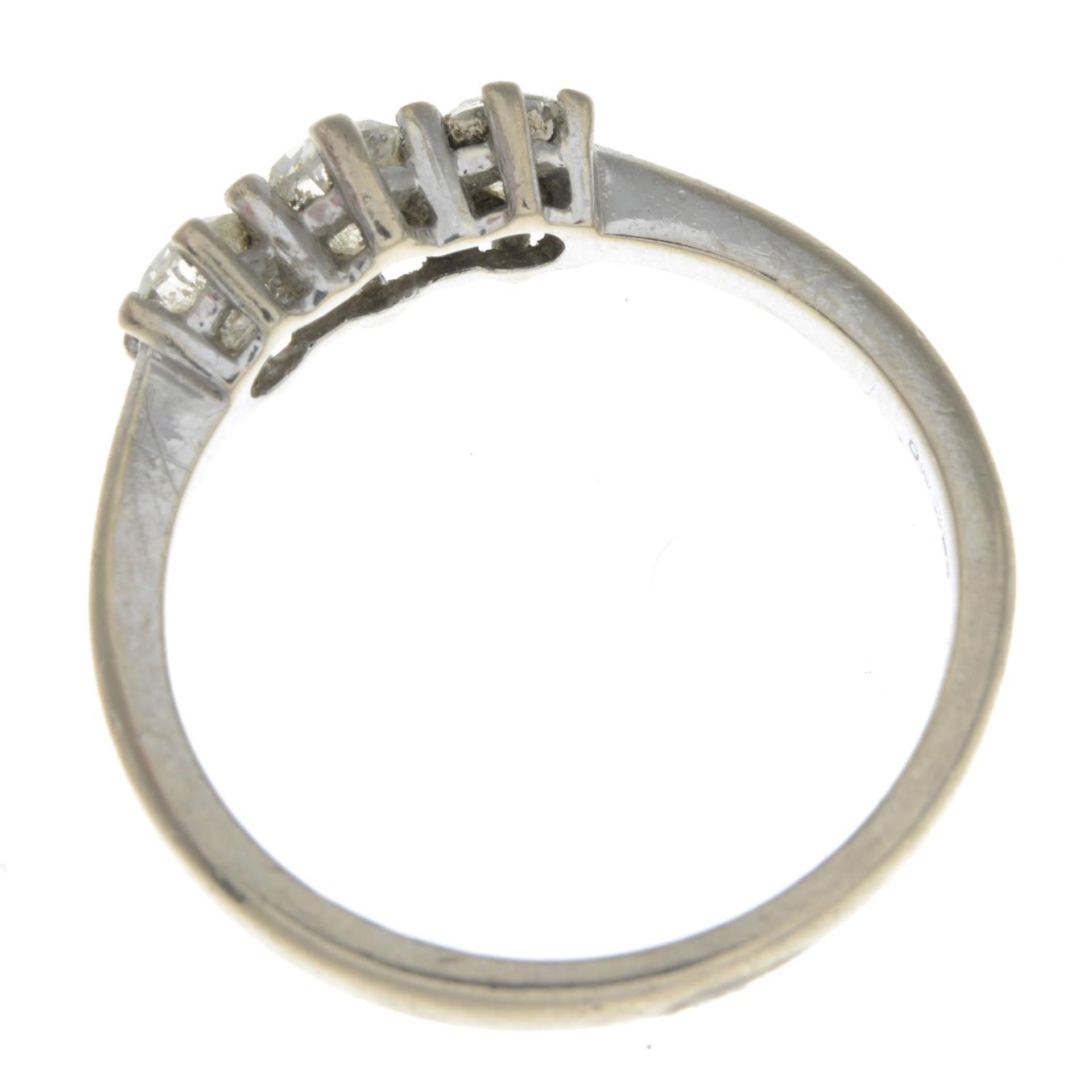 An 18ct gold brilliant-cut diamond three-stone ring.Total diamond weight 0.75ct, - Image 3 of 3