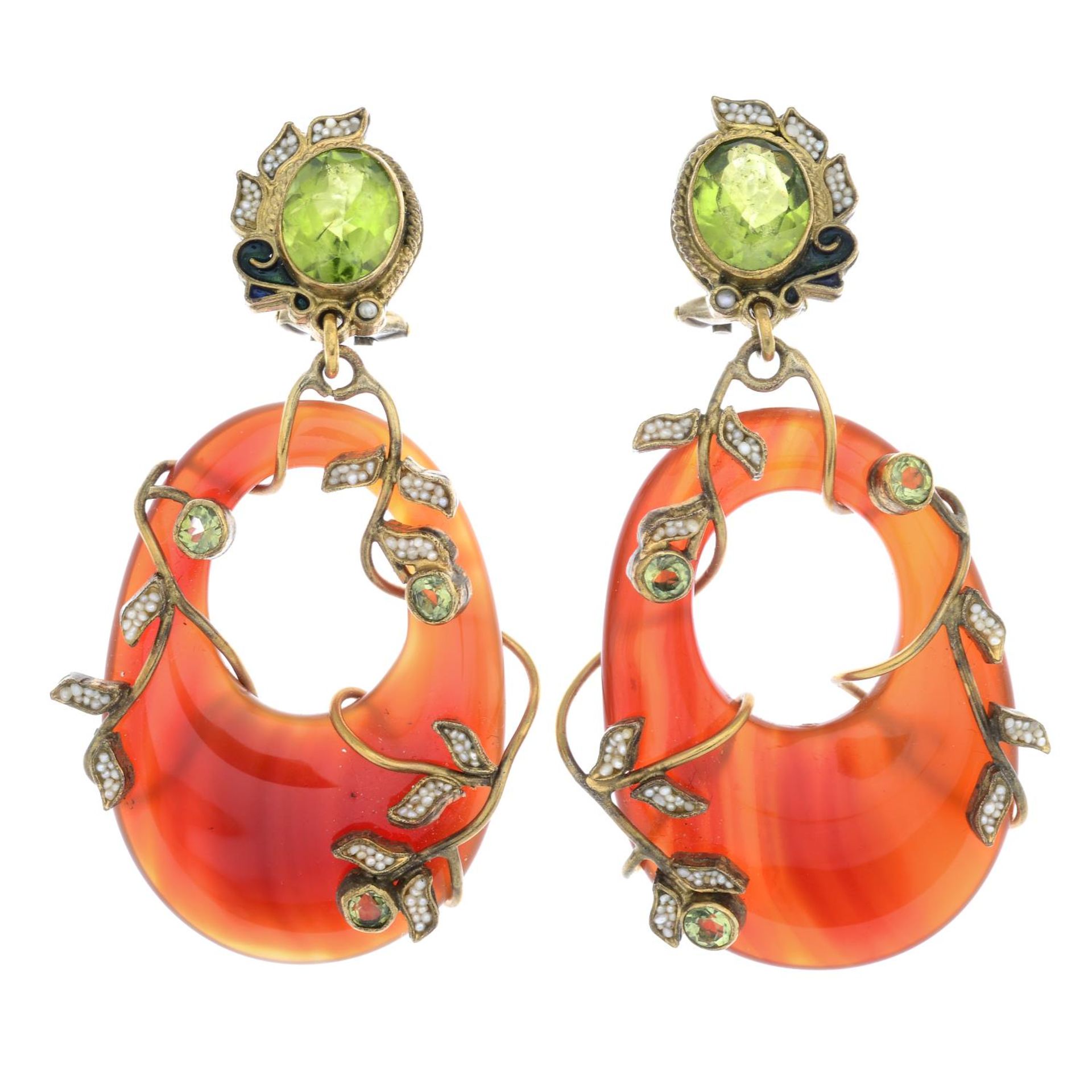 A pair of gem set earrings.