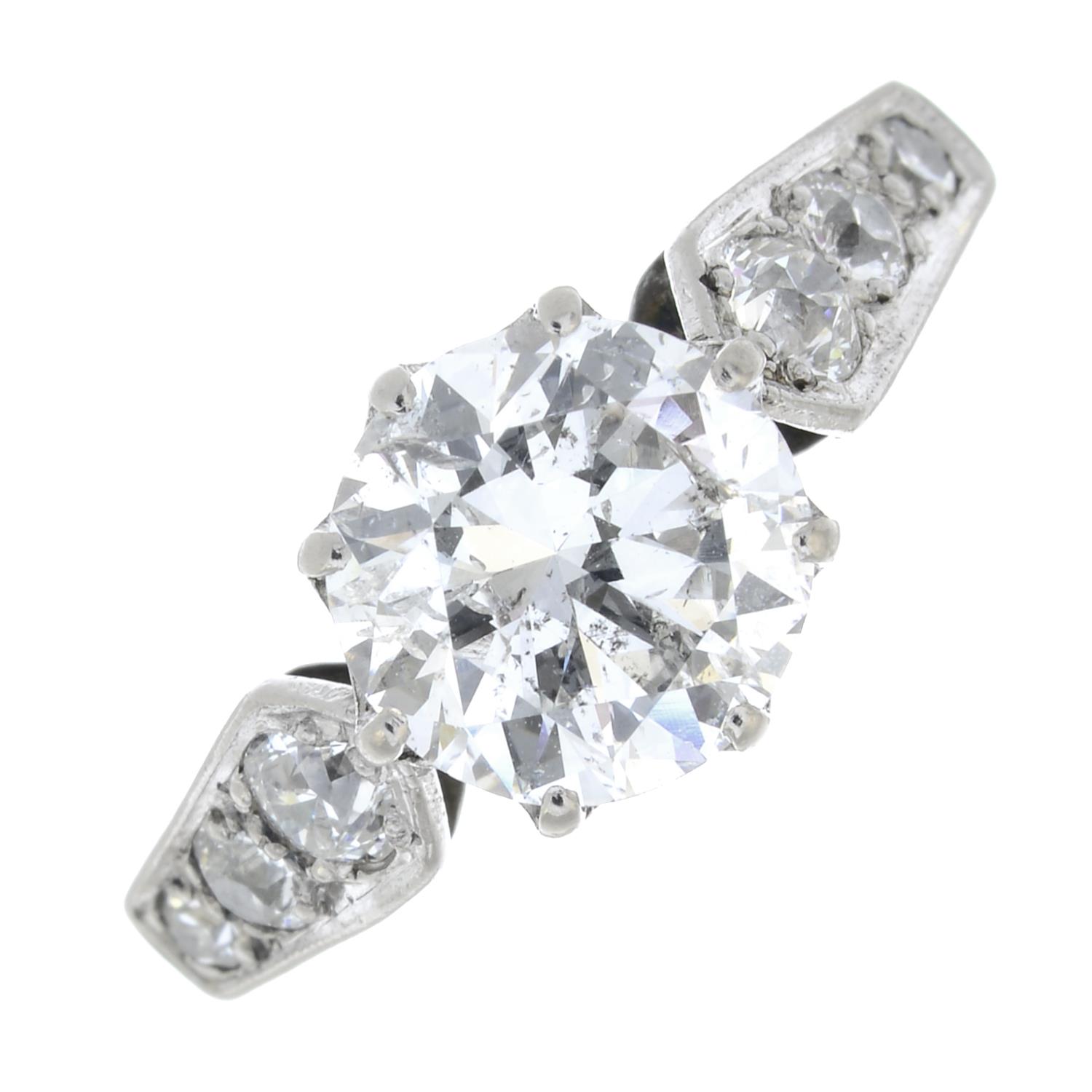 A mid 20th century 18ct gold and platinum brilliant-cut diamond single-stone ring,