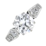 A mid 20th century 18ct gold and platinum brilliant-cut diamond single-stone ring,