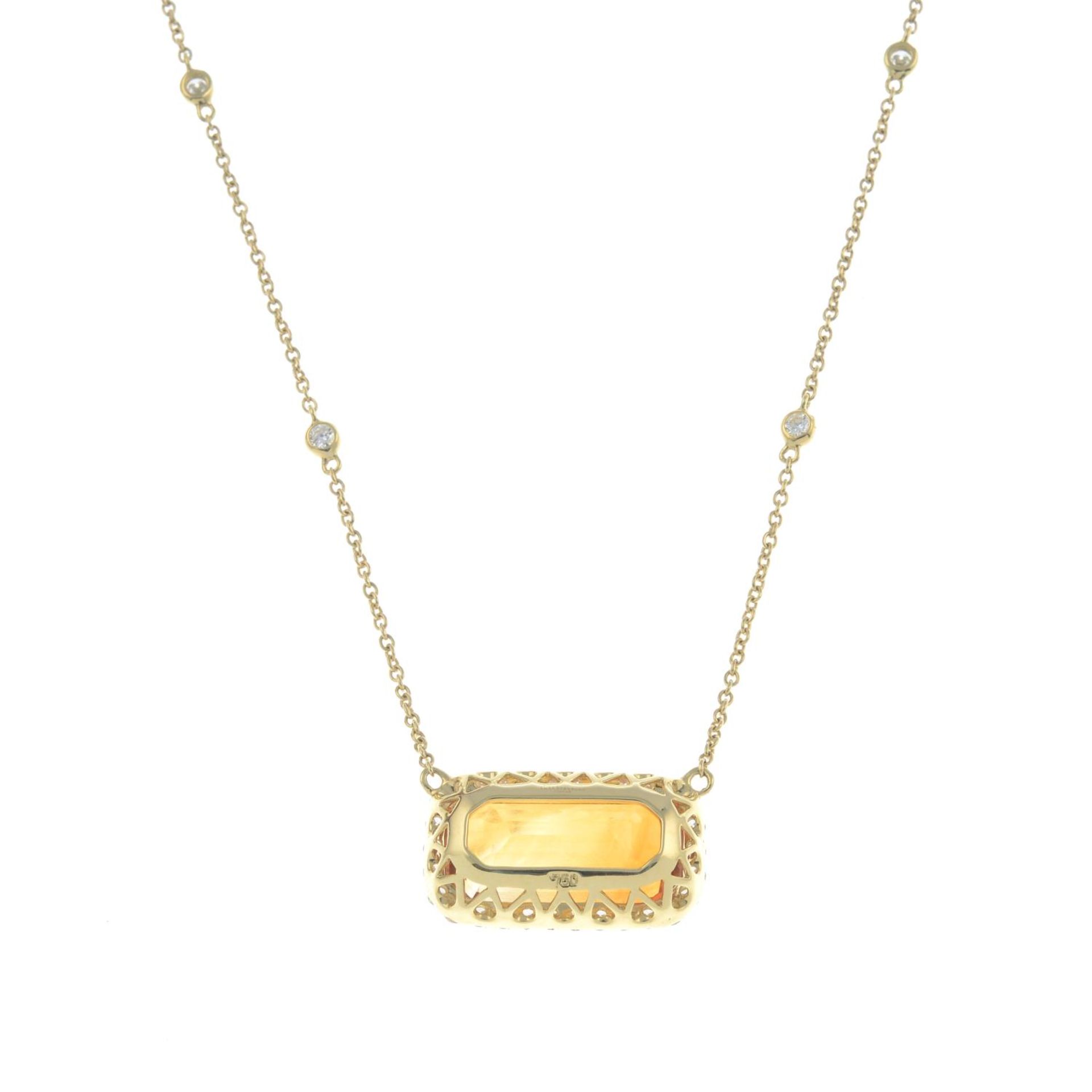 An 18ct gold citrine and brilliant-cut diamond pendant, - Image 2 of 2