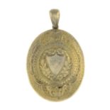 A late 19th century gold locket.Length 5.6cms.