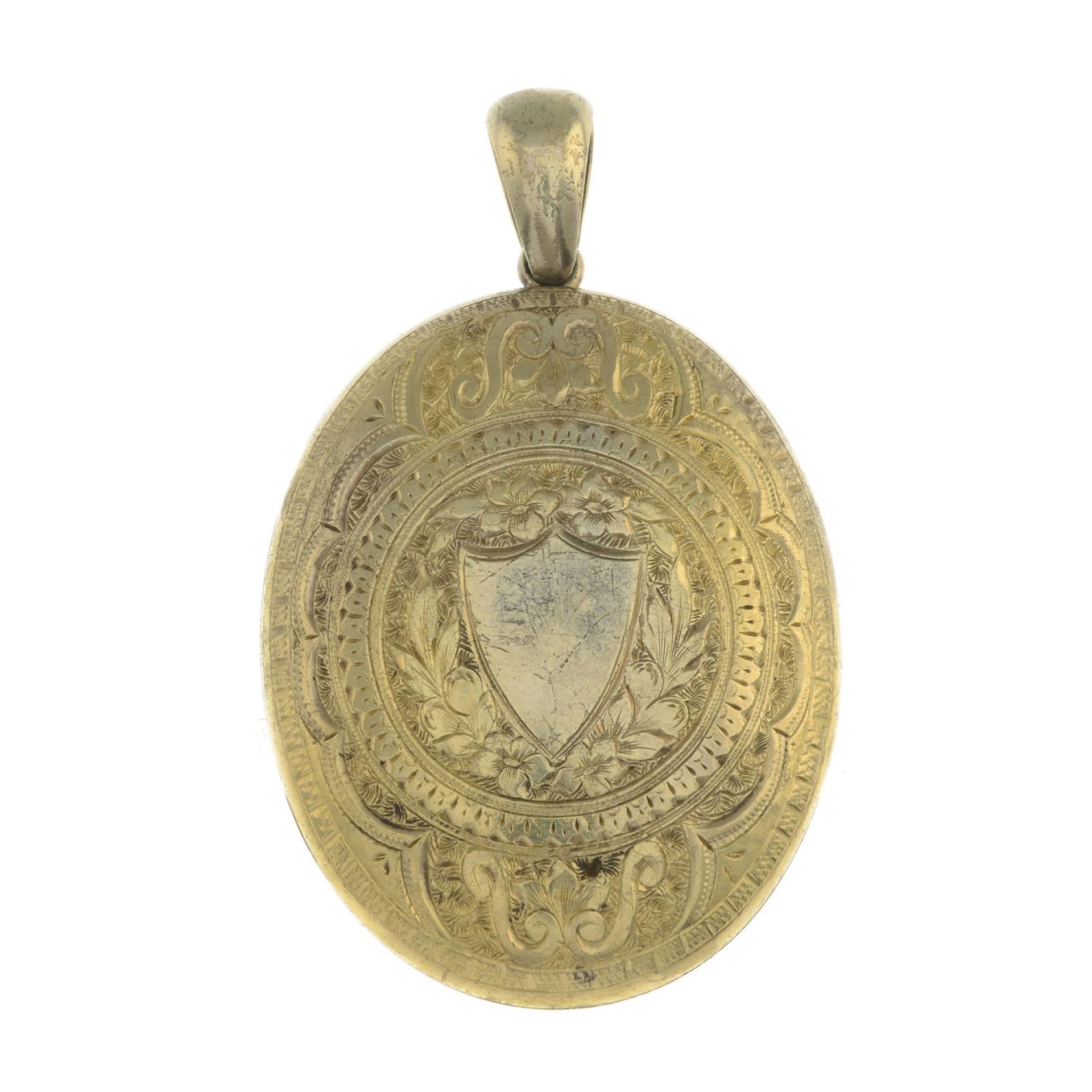 A late 19th century gold locket.Length 5.6cms.