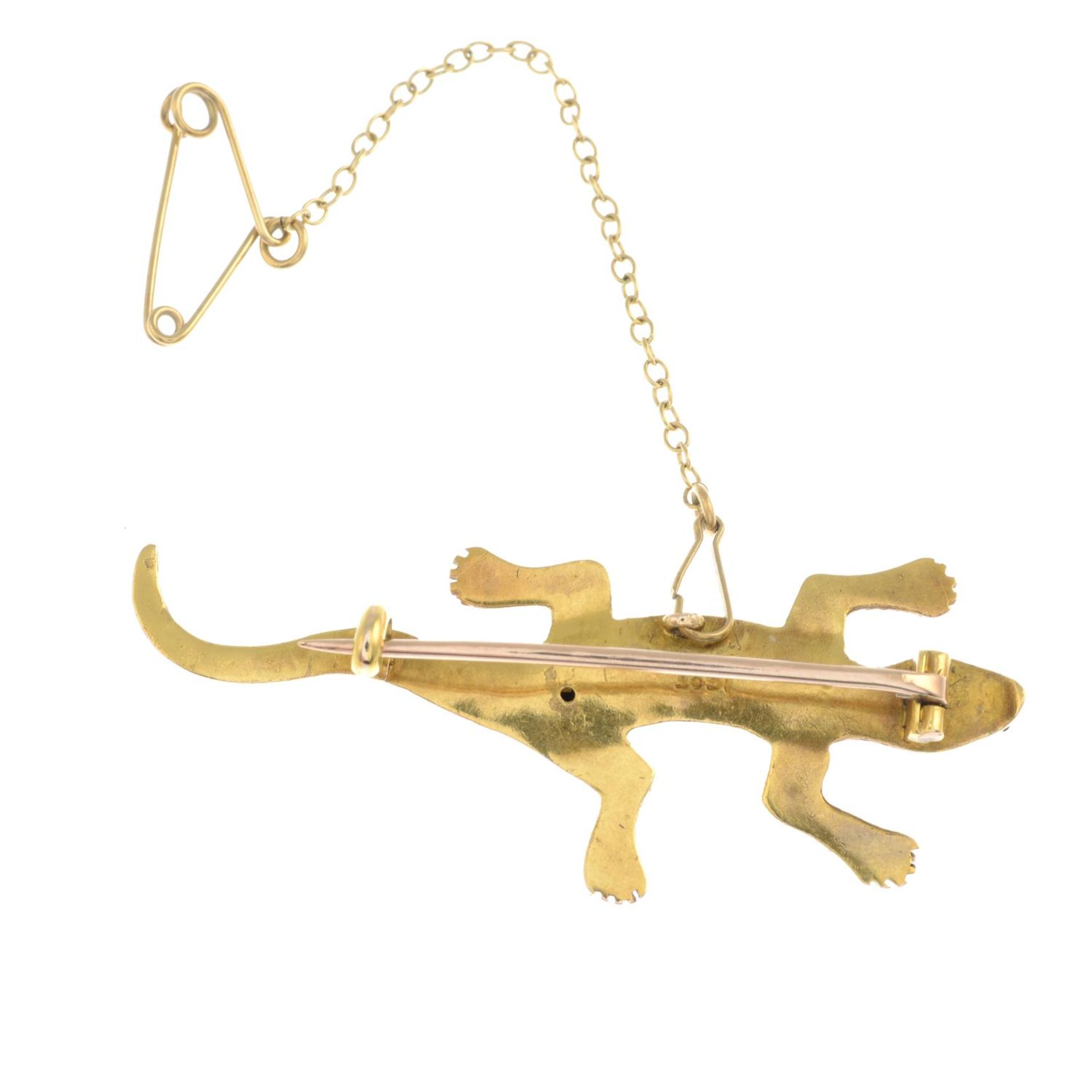 An early 20th century 15ct gold salamander brooch, - Image 2 of 2