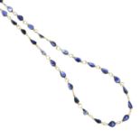 A sapphire necklace.Length 44cms.