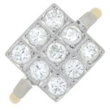A brilliant-cut diamond dress ring.Estimated total diamond weight 0.80ct,
