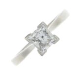 A square-shape diamond single-stone ring,