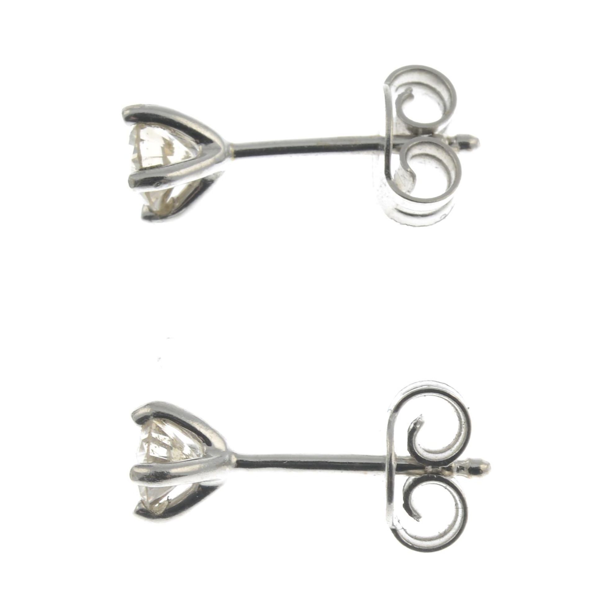Five pairs of brilliant-cut diamond stud earrings. - Image 2 of 3