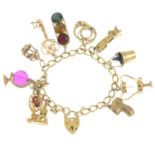 (65754) A 9ct gold charm bracelet,