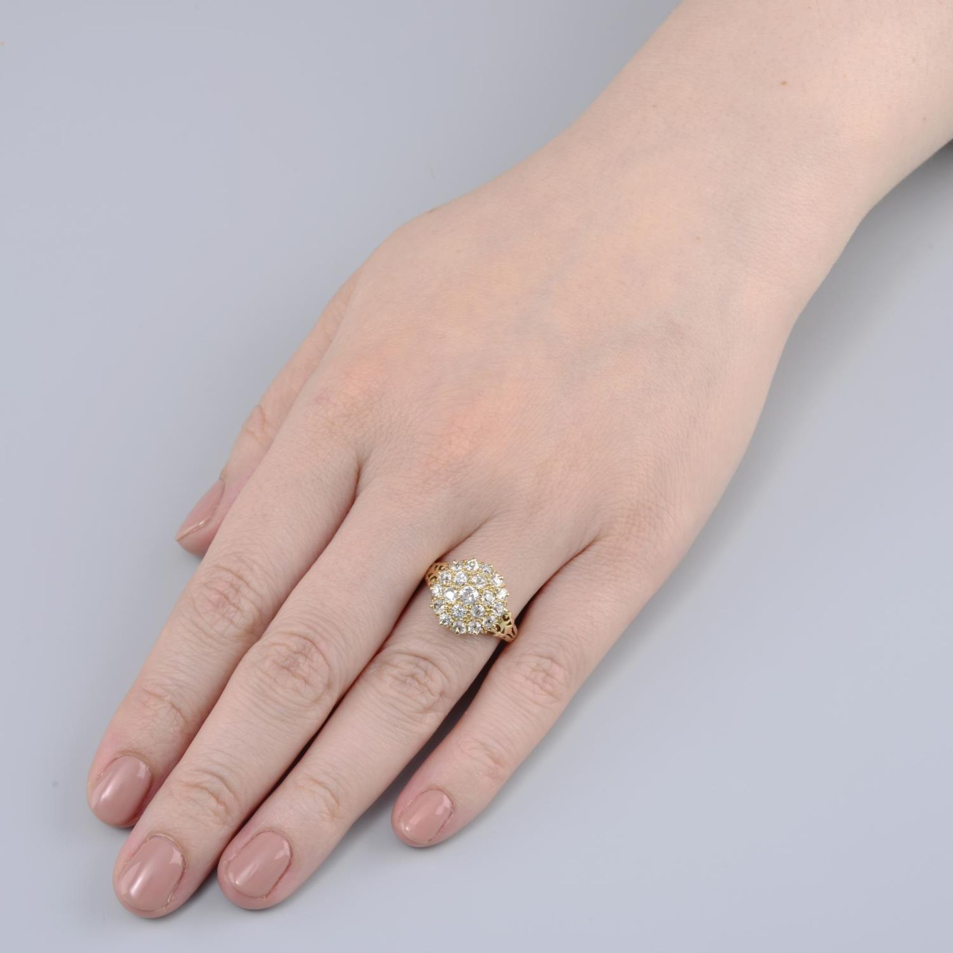 A late Victorian 18ct gold old-cut diamond cluster ring.Estimated total diamond weight 1ct, - Image 3 of 5