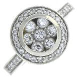 A 14ct gold diamond cluster ring.Total diamond weight 1.50cts, stamped to band.