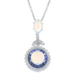 A gem-set and brilliant-cut diamond pendant,