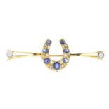 An early 20th century rose-cut diamond and sapphire brooch,