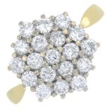 An 18ct gold brilliant-cut diamond cluster ring.Estimated total diamond weight 1ct.Hallmarks for