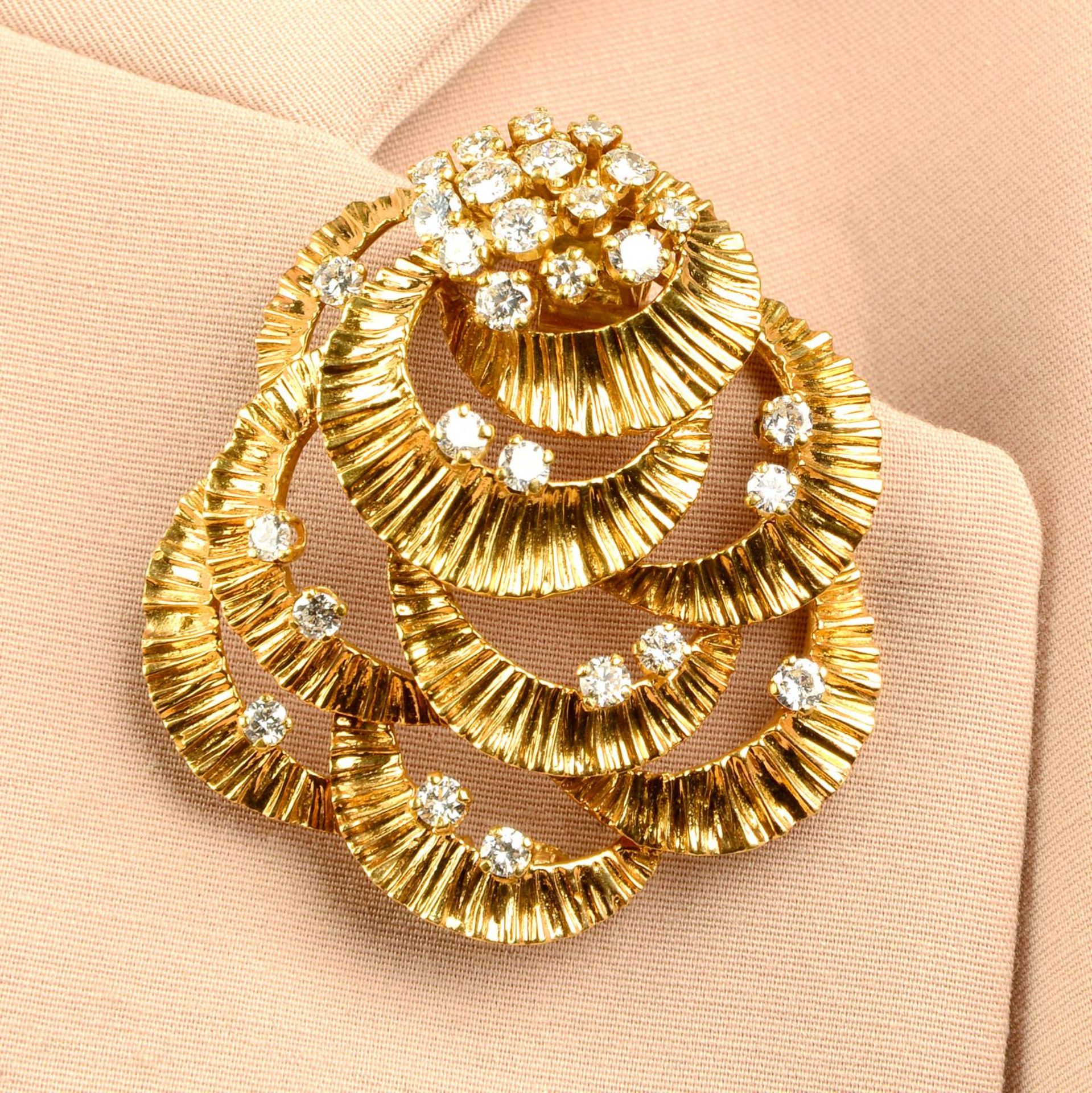 A 1970s 18ct gold diamond brooch, by Kutchinsky.