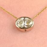 An oval-shape diamond single-stone pendant, on later 18ct gold Tiffany & Co.