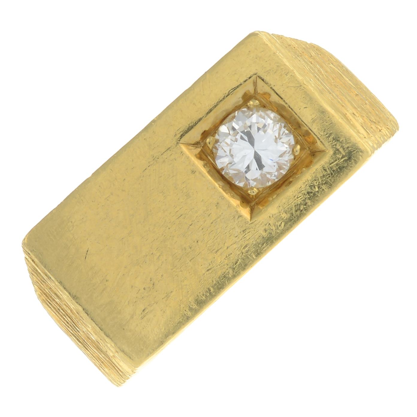 A 1960s 18ct gold brilliant-cut diamond textured signet ring, - Image 2 of 6