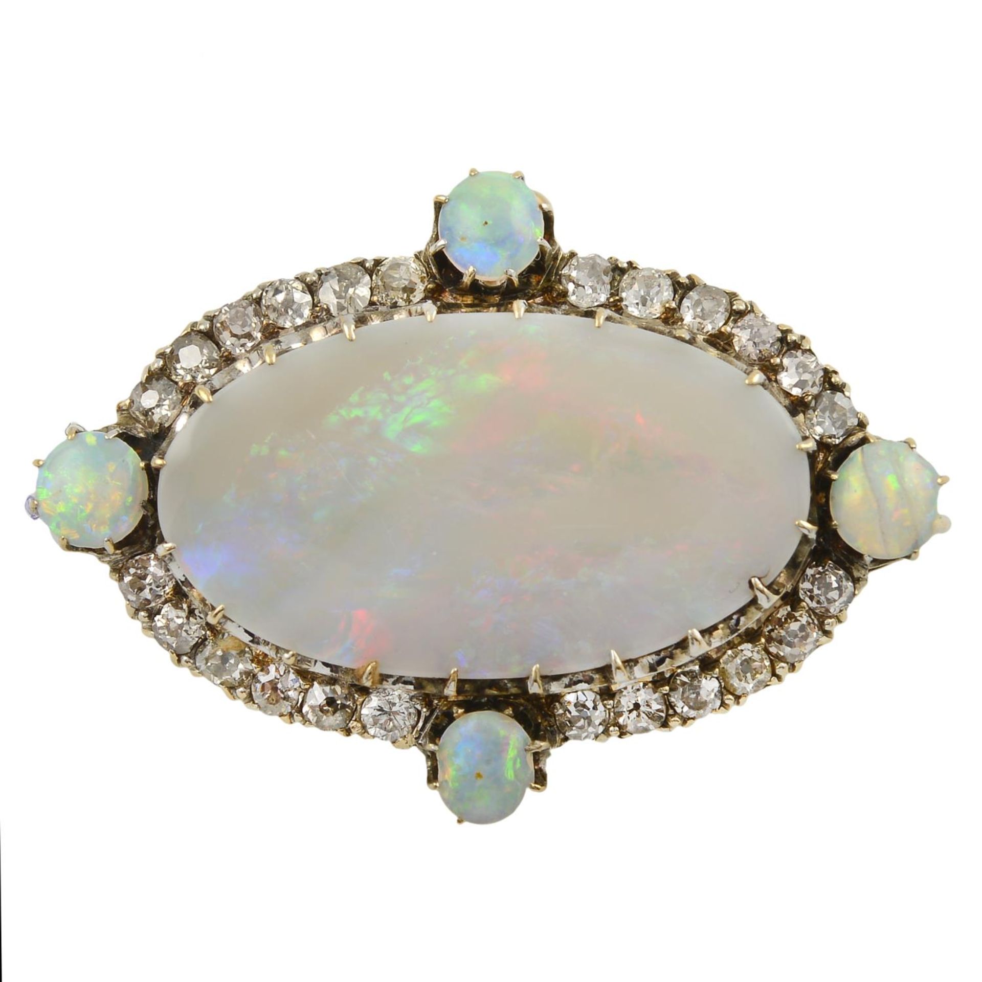 A late Victorian 15ct gold opal and old-cut diamond brooch.Estimated dimensions of principal opal - Bild 2 aus 4