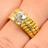 An old-cut diamond single-stone ring,