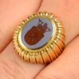 A late 19th century 14ct gold carnelian seal signet ring.