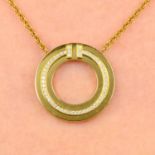 A diamond 'T' circle pendant,